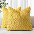 decorUhome Summer Throw Pillow Covers 24x24 Inch Set of 2, Soft Plush Faux Wool Mustard Yellow Solid Couch Pillow Covers, Accent Euro Sham Farmhouse Square Pillow Cases for Sofa Bed Living Room