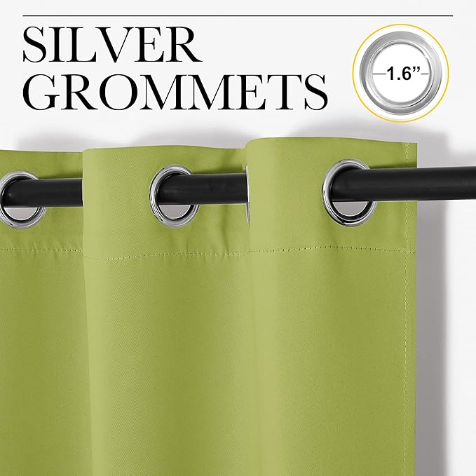 NICETOWN Blackout Curtain Panels for Loft Window, Thermal Insulated Solid Grommet Top Blackout Draperies/Drapes for Window (1 Pair, 55 x 68 inches in Fresh Green)