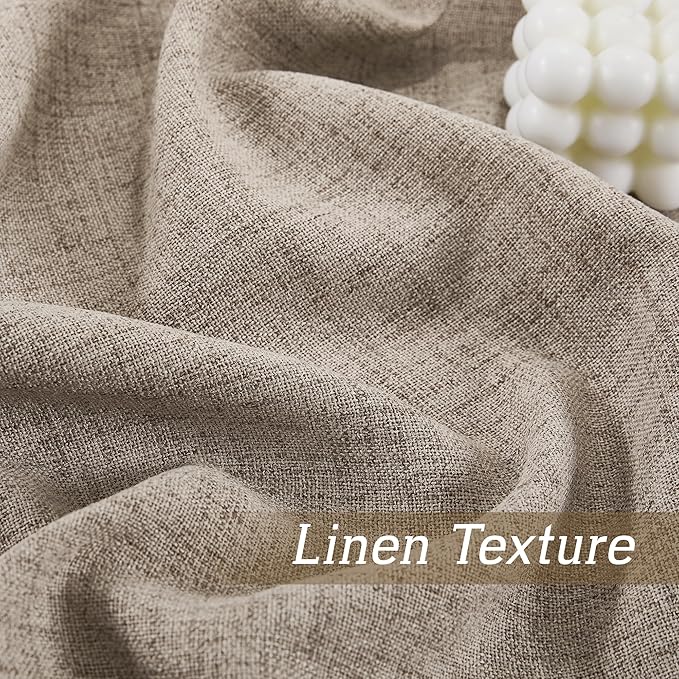 RYB HOME Linen Sheer Curtains and Drapes for Living Room and Dining Room 90 inches Length, Breathable Back Tab/Rod Pocket Semi Sheer Curtains, Oatmeal, W 52 x L 90 inches, 2 Panels Set