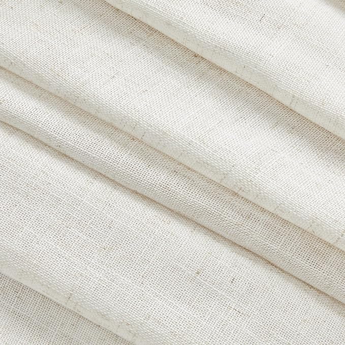 MYSKY HOME Linen Curtains for Sliding Door, Farmhouse Semi Sheer Ceiling Curtains Living Room Light Filtering Back Tab Elegant Style Soft Fabric, 50" x 95", Linen, 2 Panels