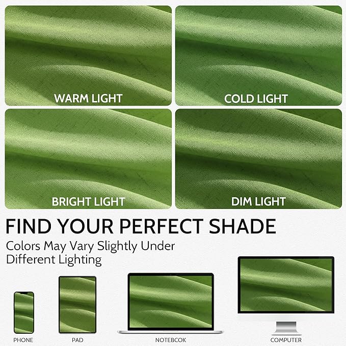 Lime Green Linen Curtains 84 Inches Long, Back Tab Light Filtering Semi Sheer Privacy Drapes for Living Room & Bedroom Simple Style, 52x84 inch, 2 Panels