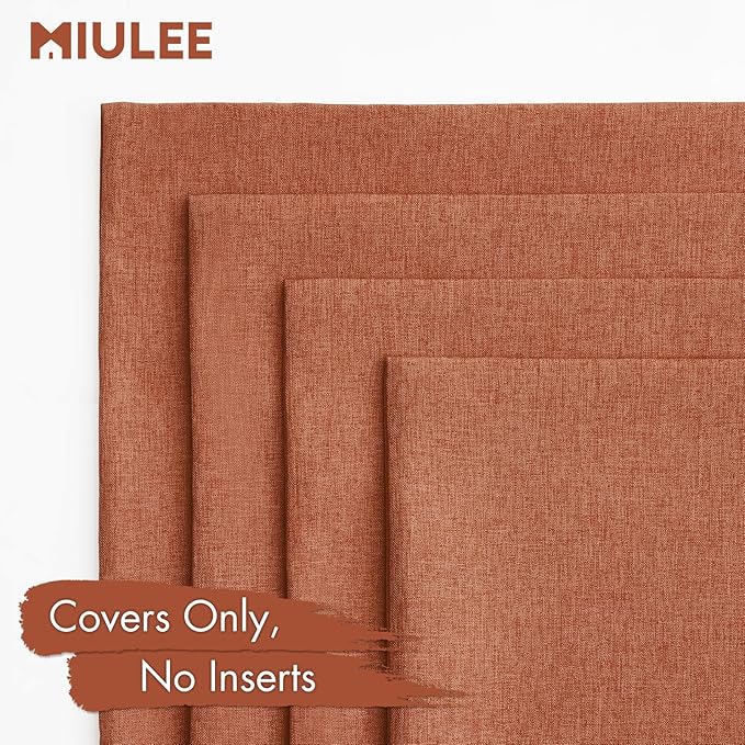 MIULEE Pack of 4 Decorative Rust Throw Pillow Covers Linen Waterproof Pillow Covers Outdoor Farmhouse Cushion Cases for Patio Garden Tent Balcony Couch Sofa 16x16 inch