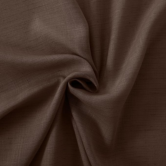 BGment Brown Linen Curtains 63 Inches Long for Bedroom Windows, Sheer Drapes Lightweight Rustic Country Textured for Farmhouse Living Room Decor Rod Pocket, 2 Panels Set, Each 42 Inch Wide
