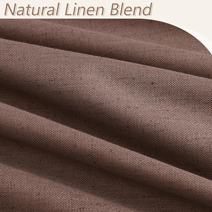 Guken 100% Blackout Curtains 120 Inch Length 2 Panels Set for Living Room Bedroom Back Tab Thermal Insulated Black Out Linen Drapes Room Darkening Cappuccino,52x120