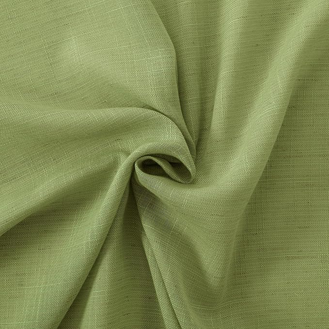 BGment 54 Inch Length Green Curtains for Short Living Room Windows - Natural Linen Drapes Rod Pocket Light Filtering for Dining Room Kitchen Country Lightweight Semi Sheer, 2 Panels Set, 42 X 54 Inch