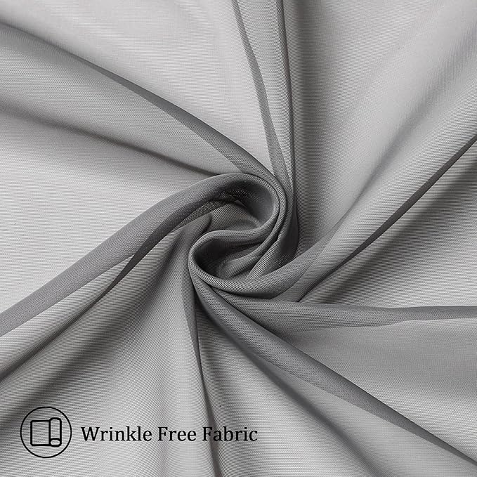 Aiyufeng Charcoal Grey Sheer Curtains 36 inches Long 2 Panels Set, Short Sheer Grey Kitchen Tier Solid Sheers Cafe Curtains Bathroom Grey Window Panels, Rod Pocket, 40" Wx36 L
