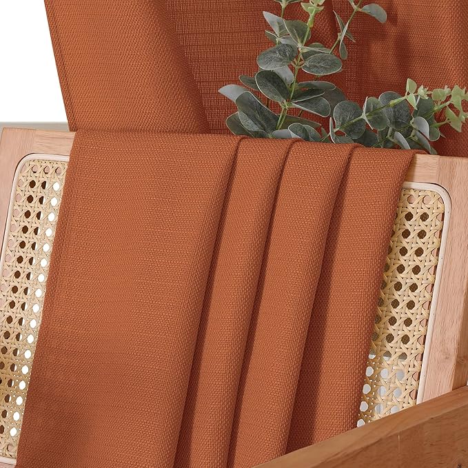 Chyhomenyc Orange Valance for Windows, Light Filtering Faux Linen Textured Small Short Valance for Kitchen Bathroom Laundry Basement, Solid Rod Pocket Top Window Curtain, 60Wx14L inch, 1 Piece