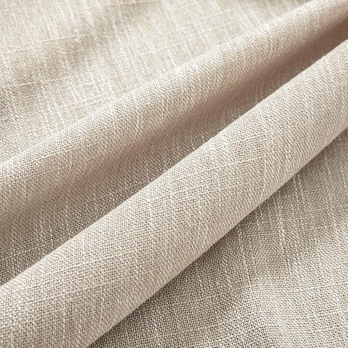MYSKY HOME Oatmeal French Door Curtains for Door Window 40 Inch Length 2 Panels Short Semi Sheer Light Filtering Curtain for Glass Small Window Drapes Rod Pocket for Bedroom Bathroom, Taupe, 26" Wide