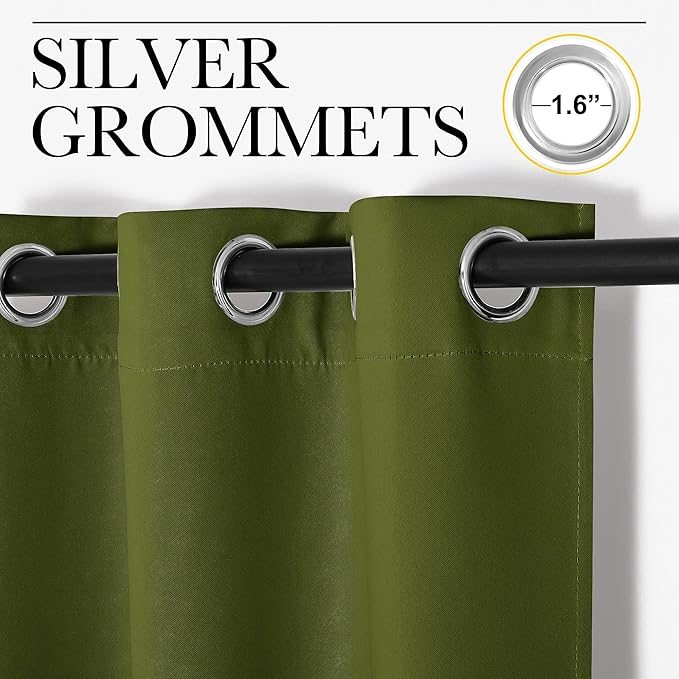 NICETOWN Olive Green Blackout Curtains 120 inches Length for Living Room, 2 Panels, 55" Wide, Thermal Insulated Long Drapes for Large Window