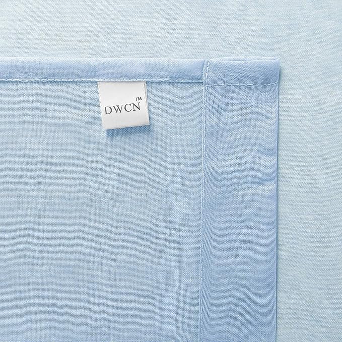 DWCN Sky Blue Sheer Curtains Semi Transparent Voile Rod Pocket Curtains for Bedroom and Living Room, 52 x 45 inches Long, Set of 2 Panels