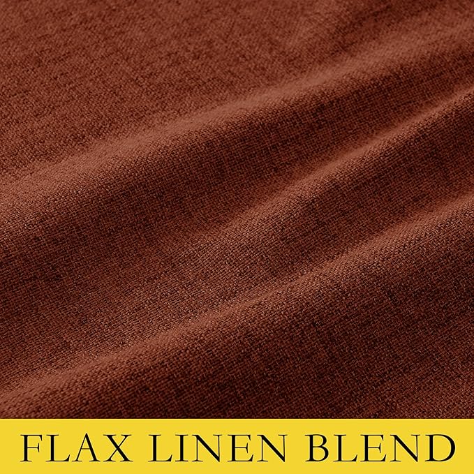 NICETOWN 100% Absolutely Blackout Linen Curtains with Thermal Insulated Liner, 42" Wide, 2 Panels, 90" Long Drapes, Grommet Retro Burnt Orange Linen Curtains Vertical Drapes Privacy for Bedroom