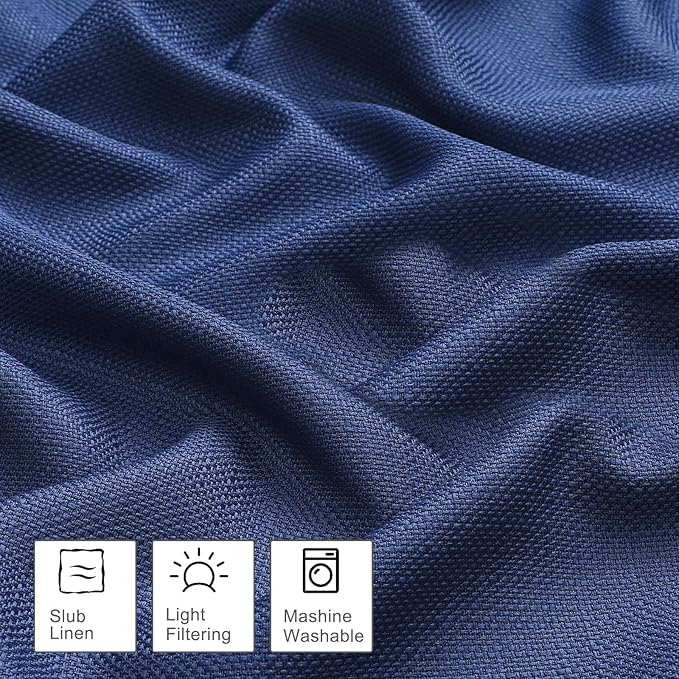OWENIE Bob 1 PCS Blue Valances for Windows, Faux Linen Textured Kitchen Window Curtains Valance for Bedroom Living Room, Modern Soft Airy Solid Rod Pocket Bathroom Cafe Curtain, 60Wx16L Inch