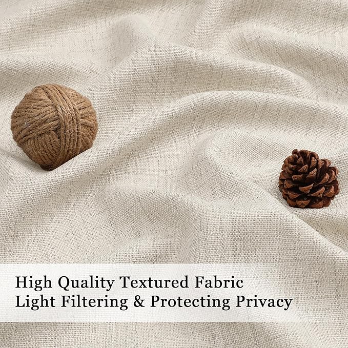 OWENIE Natural Valances for Windows 1 Pcs, Light Filtering Textured Farmhouse Short Small Valance Curtains for Bathroom Basement Living Room Bedroom, Rod Pocket Half Curtains Over Sink, 60Wx14L Inch