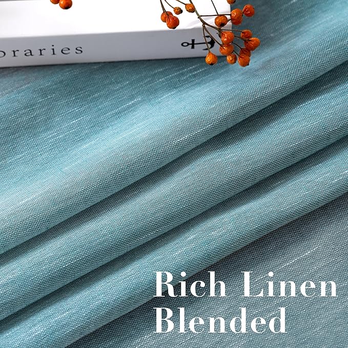 H.VERSAILTEX Linen Curtains Nickel Grommet Natural Linen Semi-Sheer Curtains 2 Panels Privacy Added Premium Soft Rich Material Drapes for Bedroom/Living Room - 52x54 - Inch - Turquoise