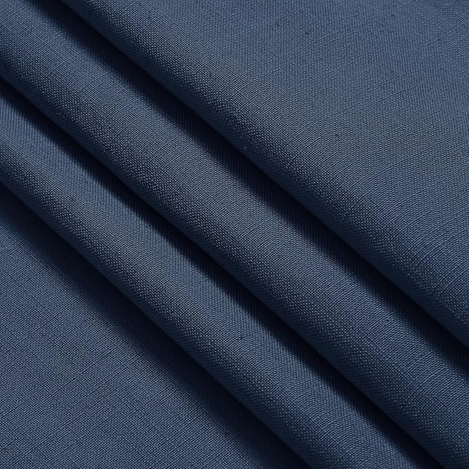 Denim Blue Linen Curtains for Living Room 63 Inches Long 2 Panel Set Light Filtering Linen Drapes for Kitchen Windows Rod Pocket Back Tab Short See Through Curtain Country Farmhouse Decor 52x63