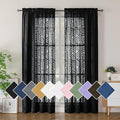 Simplebrand Black Sheer Curtains 72 Inch Length 2 Panels for Living Room, Light Filtering Geometric Jacquard Clip Textured Rod Pocket Semi Sheer Curtains for Front Back Patio Glass Door，42x72 inch