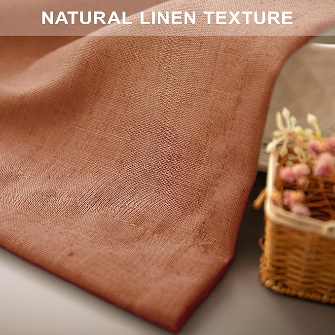Pitalk 63 Inch Curtains for Living Room Dining Room Linen Sheer Colorful Hippie MCM Boho Abstract Mid Century Modern Curtains for Bedroom 2 Panels Terra cotta Rust Colored Fall Decor 52x63 Inches Long