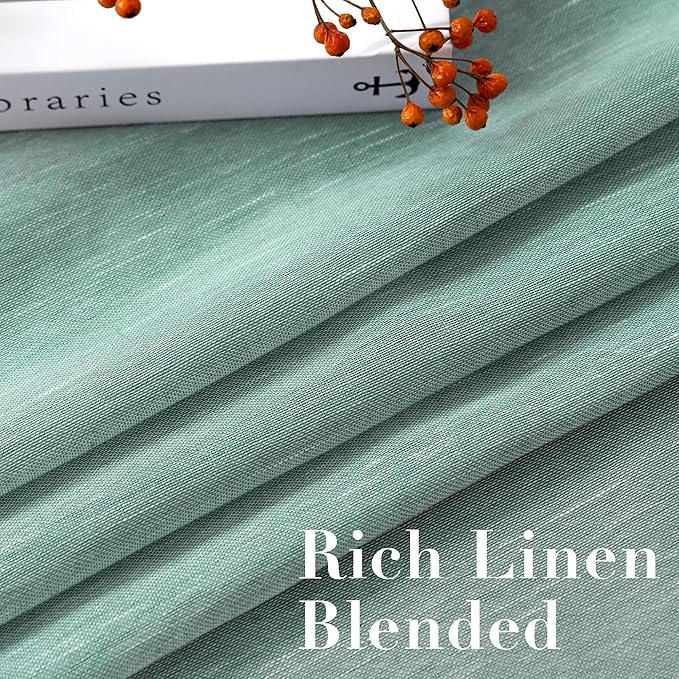 H.VERSAILTEX Linen Curtains Nickel Grommet Natural Linen Semi-Sheer Curtains 2 Panels Privacy Added Premium Soft Rich Material Drapes for Bedroom/Living Room - 52x54 - Inch - Sea Mist