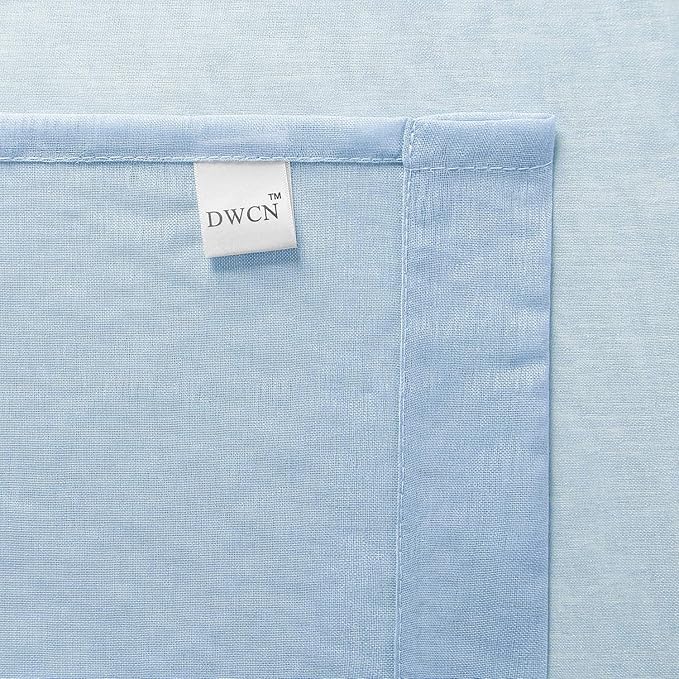 DWCN Sky Blue Sheer Curtains Semi Transparent Voile Rod Pocket Curtains for Bedroom and Living Room, 42 x 63 inches Long, Set of 2 Panels