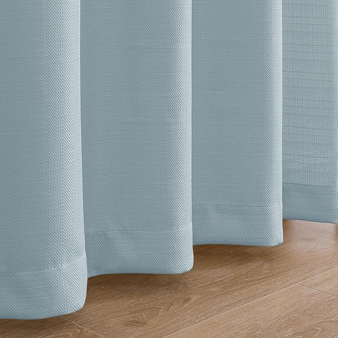 Chyhomenyc Short Curtain Valance for Windows, Light Filtering Faux Linen Textured Small Kitchen Window Curtain, Valance for Bathroom Laundry Basement, 60Wx14L inch, 1 Piece, Aqua with Greenish Tone