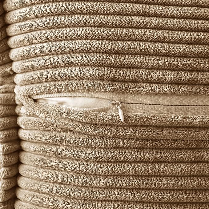 MIULEE Decorative Lumbar Throw Pillow Covers for Couch Bed Livingroom 12x20 Inch Set of 2 Khaki Boho Accent Throw Pllows Broadside Striped Patchwork Soft Corduroy Pillowcases