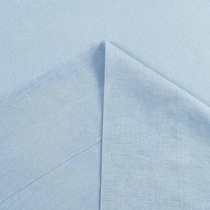 DWCN Sky Blue Sheer Curtains Semi Transparent Voile Rod Pocket Curtains for Bedroom and Living Room, 52 x 54 inches Long, Set of 2 Panels