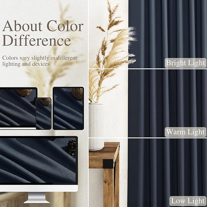 Vintage Blue Linen Curtains 72 Inch Length for Living Room Lightweight Door Drapes 2 Panels Set for Kids Bedroom Sheer Light Filtering Back Tab Rod Pocket Curtain for Kitchen Protect Privacy 52x72