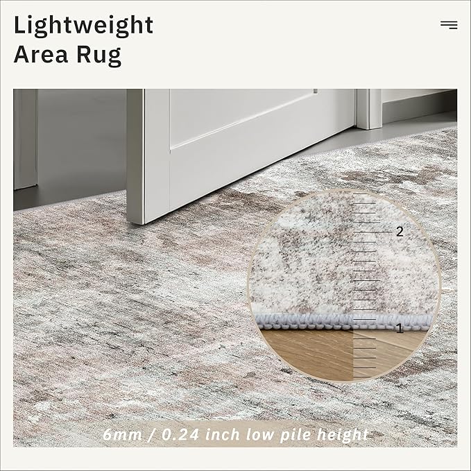 Runner Rug 2x8 Washable Non-Slip Hallway Runner Rugs for Kitchen Bathroom Laundry Room Pink/Grey Vintage Floor Carpet Runners for Hallways Entryway
