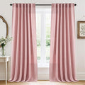 RYB HOME Living Room and Dining Room Curtains and Drapes Linen Sheer, Light Filtering Curtains 96 inches Long, Back Tab/Rod Pocket, Peach Blush, W 52 x L 96 inches, 2 Panels Set