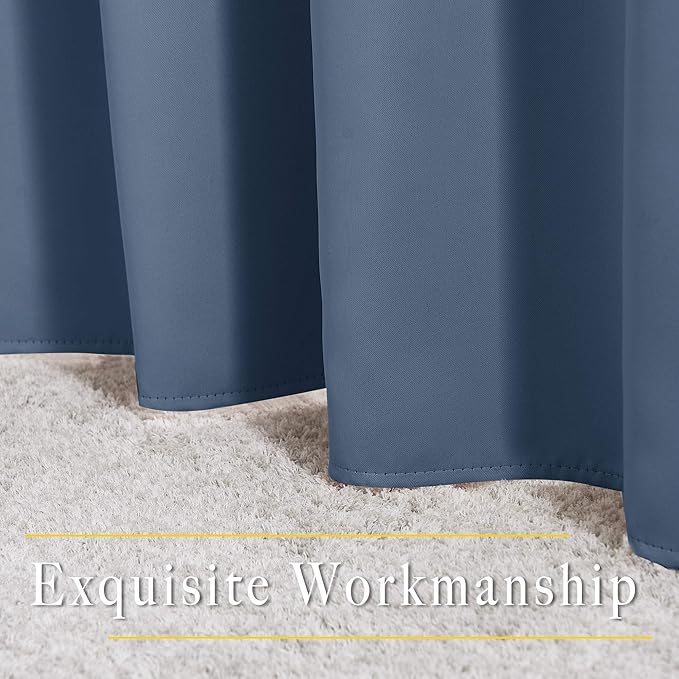 NICETOWN Stone Blue Curtain Panels - Home Decoration Thermal Insulated Solid Grommet Blackout Curtains/Drapes for Hall/Sliding Door (80" Wide by 108" Long, Stone Blue, Set of 2)