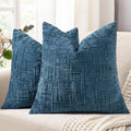 decorUhome Navy Blue Chenille Euro Sham Throw Pillow Covers 26x26 Set of 2 Textured Soft Cozy Slubby Couch Pillow Covers Modern Farmhouse Boho Decorative Pillow Cases for Bed Sofa Living Room