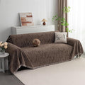 MYSKY HOME Loveseat Cover Deep Chocolate Couch Cover Sectional Couch Covers for 2 Cushion Couch Sofa Thick Universal Chenille Sofa Cover with Tassel Durable Furniture Protector for Dogs 91" x 118"