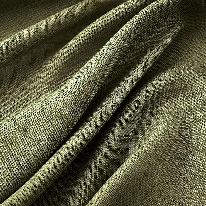 MIULEE Light Olive Green Linen Curtains 84 Inch Length 2 Panels for Bedroom Living Room, Soft Linen Textured Natural Window Drapes Semi Sheer Light Filtering Back Tab Rod Pocket Burlap Look Decor