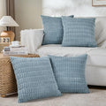 Fancy Homi 4 Packs Boho Light Blue Decorative Throw Pillow Covers 24x24 Inch for Couch Bed Sofa, Rustic Modern Farmhouse Home Decor, Soft Plush Corduroy Cute Square Cushion Case 60x60 cm