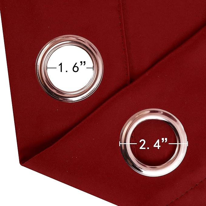 LEMOMO Red Blackout Curtains 34 x 84 Inch Length/Set of 2 Curtain Panels/Thermal Insulated Room Darkening Blackout Curtains for Bedroom
