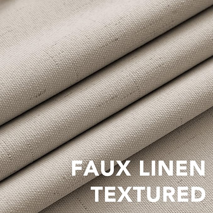 H.VERSAILTEX 100% Blackout Curtains for Bedroom Thermal Insulated Linen Textured Curtains Heat and Full Light Blocking Drapes Living Room Curtains 2 Panel Sets, Cobblestone, 42x84 Inch