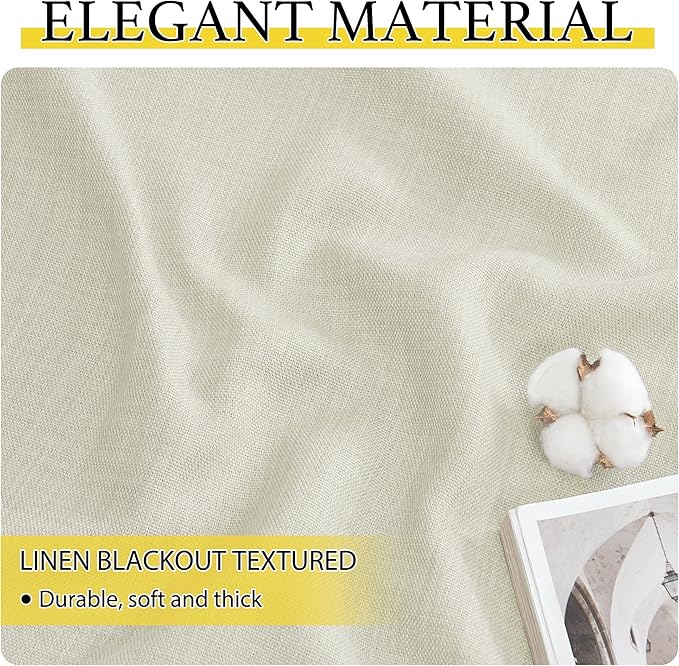 NICETOWN 30 Inch Length Curtain Valances, 2 Panels Blackout Thermal Insulating Small Half Curtain Tiers for Kitchen with Top Grommet, Window Covering for Bathroom (Natural, 34 x 30 Inch Length)