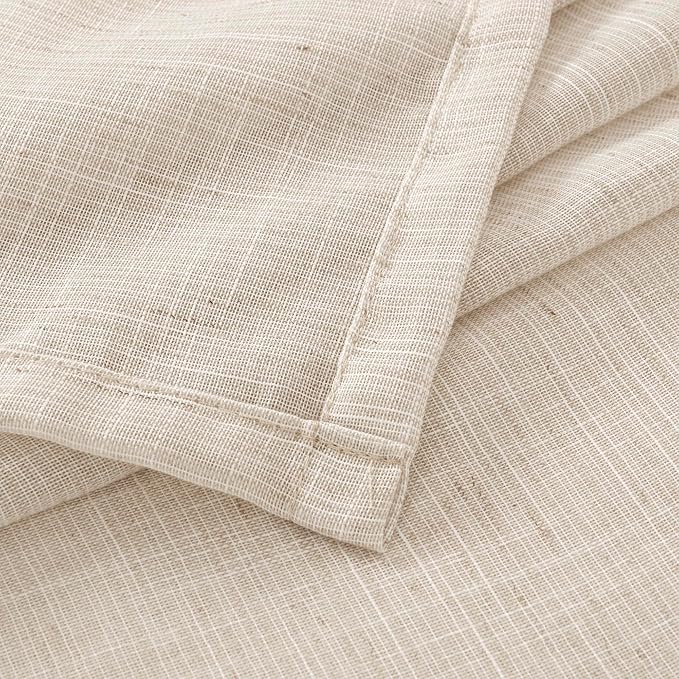 BGment Oatmeal Linen Curtains 84 Inch Length for Living Room, Lightweight Window Drapes Rustic Country Textured with Rod Pocket for Farmhouse Bedroom, 2 Panels Set, Each 42 Inch Wide