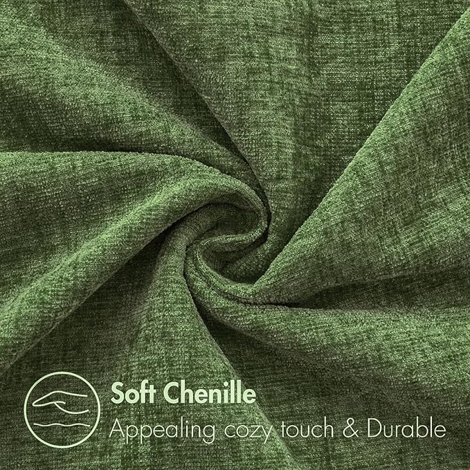 MIULEE Pack of 2 Couch Throw Pillow Covers 18x18Inch Soft Moss Green Spring Chenille Pillow Covers for Sofa Living Room Solid Dyed Pillow Cases