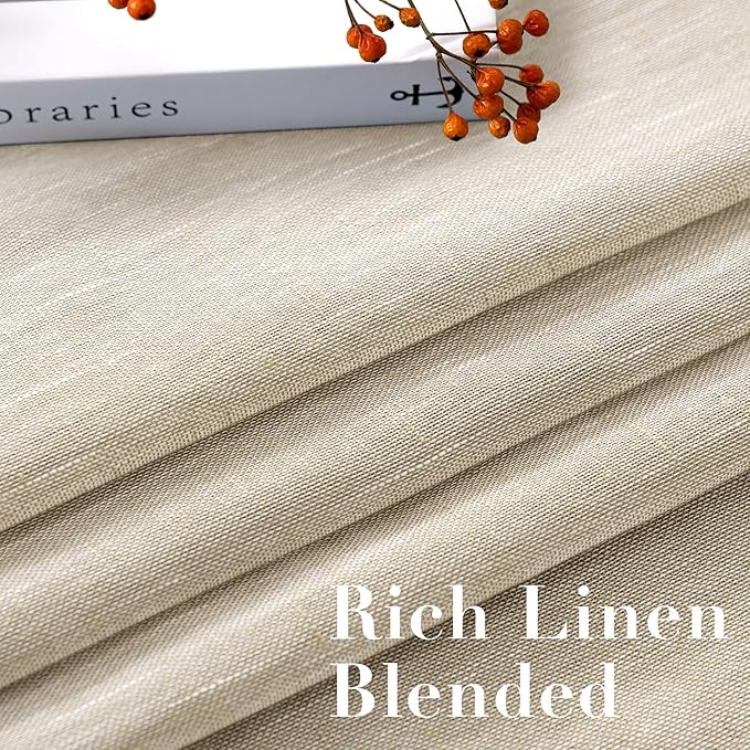 H.VERSAILTEX Linen Curtains Nickel Grommet Natural Linen Semi-Sheer Curtains 2 Panels Privacy Added Premium Soft Rich Material Drapes for Bedroom/Livingroom/Sliding Door - 52x72 - Inch - Linen