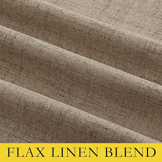 NICETOWN Burlap Vintage Open Linen Weave Flax Thermal Curtains, 100% Blackout Curtains 120" Long for Dining Room, Soundproof Window Treatment Drapes for Home Office, 62" Wide Per Panel, Set of 2