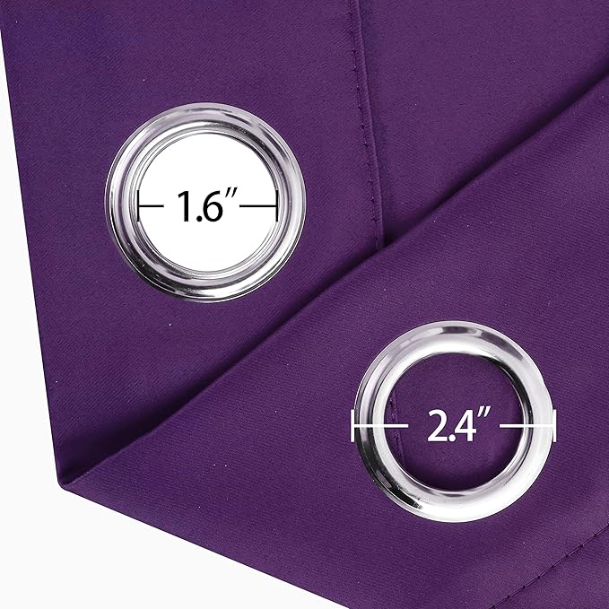 LEMOMO Purple Blackout Curtains 66 x 63 Inch Length/Set of 2 Curtain Panels/Thermal Insulated Room Darkening Blackout Curtains for Bedroom