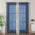 Simplebrand Semi Sheer Dusty Blue Curtains 84 Inches Long 2 Panels, Light Filtering Geometric Jacquard Clip Textured Sheer Curtains for Bedroom，Modern Elegant Window Curtains Drapes，52x84 inch