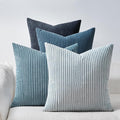 Topfinel BlueGray Throw Pillow Covers 24x24 Inch Set of 4,Soft Accent Corduroy Decorative Cushion Cover,Square Modern Pillow Case for Beach,Patio,Balcony,Living Room,Summer Gradient Shams Home Decor
