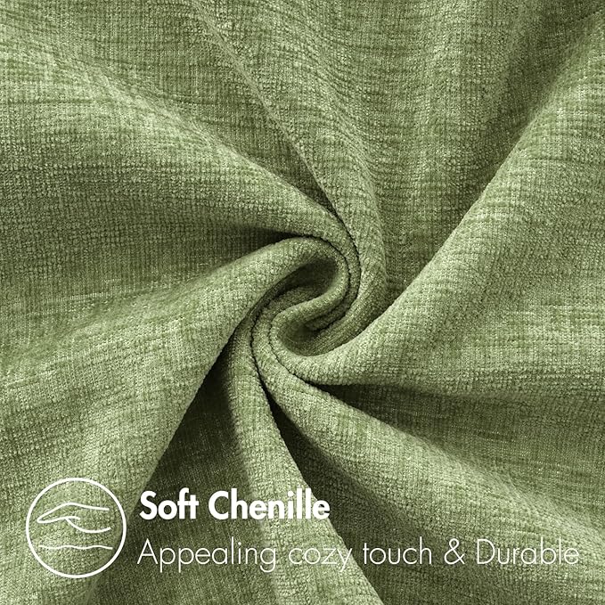 MIULEE Pack of 2 Couch Throw Pillow Covers 16x16 Inch Soft Sage Green Spring Chenille Pillow Covers for Sofa Living Room Solid Dyed Pillow Cases