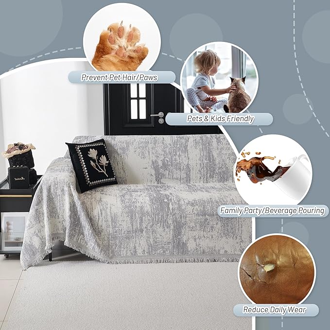 MYSKY HOME Couch Cover for Sectional Sofa Set Furniture Sofa Cover Washable for Dog Cat Pet Couch Cover 3 Cushion Couch Sofa Chenille Couch Protector Multi-Use Couch Covers Blanket,71" X134"