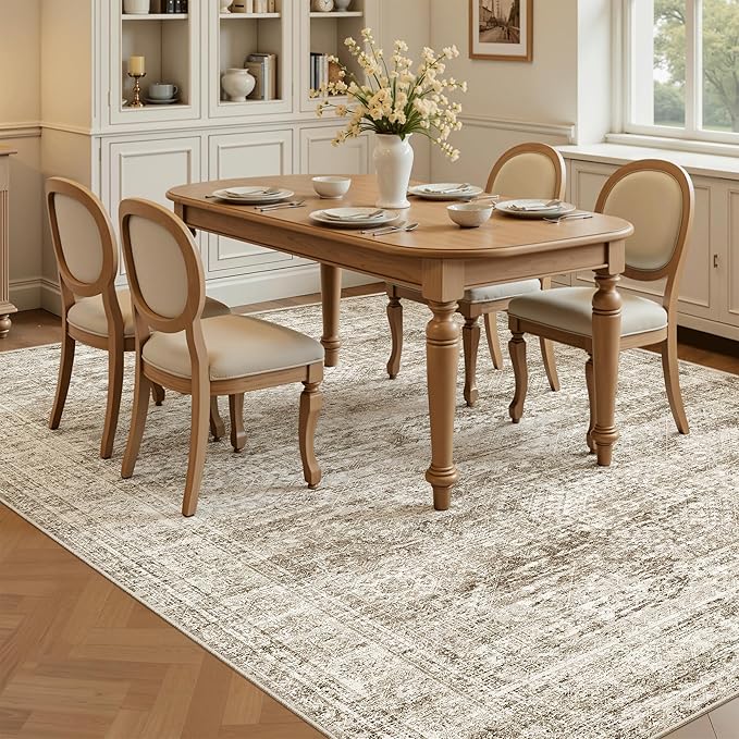 6x9 Area Rug for Living Room Washable 6x9 Rug Non-Slip Modern Rugs for Bedroom Dining Room Ultra-Thin Indoor Brown Rug