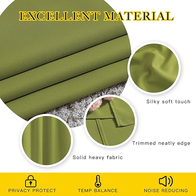 NICETOWN Room Darkening Draperies Curtains Panels - Window Treatment Thermal Insulated Solid Grommet Room Darkening Curtains/Panels/Drapes for Bedroom (Fresh Green, Set of 2, 66 by 66 Inch)