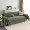 MYSKY HOME Couch Covers for 2 Cushion Couch Sectional Sofa, L Shape Sofa Protector Moss Green Chenille Couch Cover, Sofa Covers Washable Blanket with Tassel Pet Couch Cushion Cover, 71"X102"