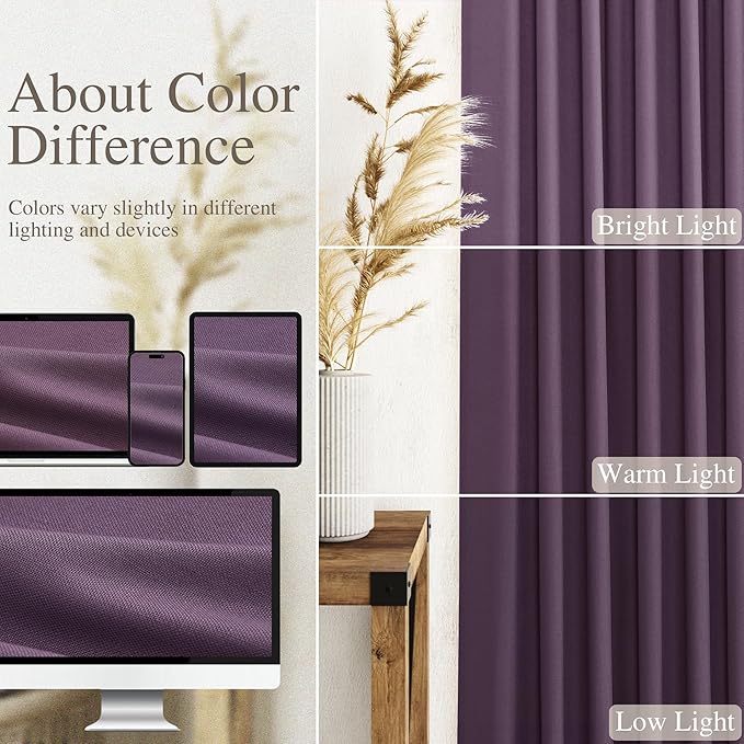 Plum Linen Curtains for Living Room 63 Inches Long 2 Panel Set Light Filtering Linen Drapes for Kitchen Windows Rod Pocket Back Tab Short See Through Curtain Country Farmhouse Decor 52x63